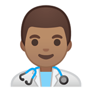 Émoji 👨🏽‍⚕️ Professionnel De La Santé : Peau Légèrement Mate sur Google Android 10.0 March 2020 Feature Drop.