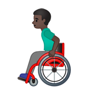 👨🏿‍🦽 Emoji Mann in manuellem Rollstuhl: dunkle Hautfarbe Google Android 10.0 March 2020 Feature Drop.