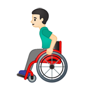 👨🏻‍🦽 Emoji Mann in manuellem Rollstuhl: helle Hautfarbe Google Android 10.0 March 2020 Feature Drop.