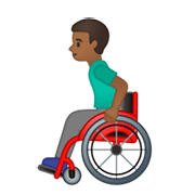 👨🏾‍🦽 Emoji Homem Em Cadeira De Rodas Manual: Pele Morena Escura na Google Android 10.0 March 2020 Feature Drop.