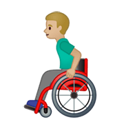 👨🏼‍🦽 Emoji Homem Em Cadeira De Rodas Manual: Pele Morena Clara na Google Android 10.0 March 2020 Feature Drop.