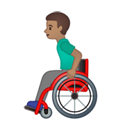 👨🏽‍🦽 Emoji Homem Em Cadeira De Rodas Manual: Pele Morena na Google Android 10.0 March 2020 Feature Drop.