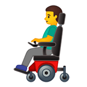👨‍🦼 Emoji Mann in elektrischem Rollstuhl Google Android 10.0 March 2020 Feature Drop.