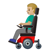 👨🏼‍🦼 Emoji Mann in elektrischem Rollstuhl: mittelhelle Hautfarbe Google Android 10.0 March 2020 Feature Drop.