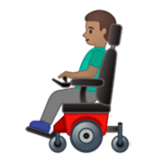 👨🏽‍🦼 Emoji Mann in elektrischem Rollstuhl: mittlere Hautfarbe Google Android 10.0 March 2020 Feature Drop.