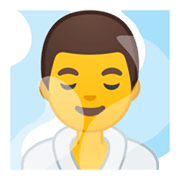 🧖‍♂️ Emoji Homem Na Sauna na Google Android 10.0 March 2020 Feature Drop.