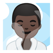 🧖🏿‍♂️ Emoji Homem Na Sauna: Pele Escura na Google Android 10.0 March 2020 Feature Drop.