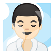 🧖🏻‍♂️ Emoji Hombre En Una Sauna: Tono De Piel Claro en Google Android 10.0 March 2020 Feature Drop.