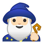 Emoji 🧙🏻‍♂️ Mago Uomo: Carnagione Chiara su Google Android 10.0 March 2020 Feature Drop.