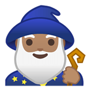 Emoji 🧙🏽‍♂️ Mago Uomo: Carnagione Olivastra su Google Android 10.0 March 2020 Feature Drop.