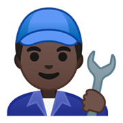 👨🏿‍🔧 Emoji Mechaniker: dunkle Hautfarbe Google Android 10.0 March 2020 Feature Drop.