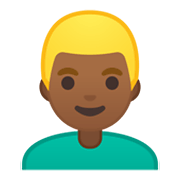 👱🏾‍♂️ Emoji Mann: mitteldunkle Hautfarbe, blond Google Android 10.0 March 2020 Feature Drop.