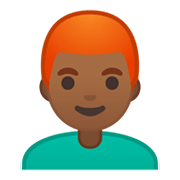 👨🏾‍🦰 Emoji Mann: mitteldunkle Hautfarbe, rotes Haar Google Android 10.0 March 2020 Feature Drop.