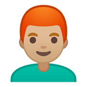 Emoji 👨🏼‍🦰 Uomo: Carnagione Abbastanza Chiara E Capelli Rossi su Google Android 10.0 March 2020 Feature Drop.