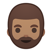 Emoji 🧔🏽 Uomo Con La Barba: Carnagione Olivastra su Google Android 10.0 March 2020 Feature Drop.