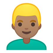 👱🏽‍♂️ Emoji Homem: Pele Morena E Cabelo Loiro na Google Android 10.0 March 2020 Feature Drop.