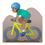 🚵🏽‍♂️ Emoji Homem Fazendo Mountain Bike: Pele Morena na Google Android 10.0 March 2020 Feature Drop.
