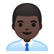 👨🏿‍💼 Emoji Funcionário De Escritório: Pele Escura na Google Android 10.0 March 2020 Feature Drop.