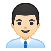 👨🏻‍💼 Emoji Büroangestellter: helle Hautfarbe Google Android 10.0 March 2020 Feature Drop.
