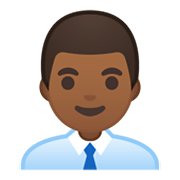 👨🏾‍💼 Emoji Oficinista Hombre: Tono De Piel Oscuro Medio en Google Android 10.0 March 2020 Feature Drop.