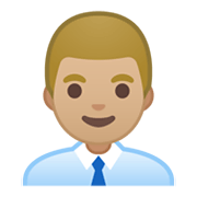 Emoji 👨🏼‍💼 Impiegato: Carnagione Abbastanza Chiara su Google Android 10.0 March 2020 Feature Drop.