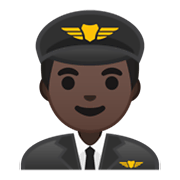 Emoji 👨🏿‍✈️ Pilota Uomo: Carnagione Scura su Google Android 10.0 March 2020 Feature Drop.