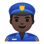 👮🏿‍♂️ Emoji Agente De Policía Hombre: Tono De Piel Oscuro en Google Android 10.0 March 2020 Feature Drop.