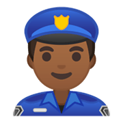 👮🏾‍♂️ Emoji Polizist: mitteldunkle Hautfarbe Google Android 10.0 March 2020 Feature Drop.