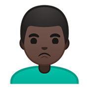 Emoji 🙎🏿‍♂️ Uomo Imbronciato: Carnagione Scura su Google Android 10.0 March 2020 Feature Drop.