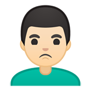 🙎🏻‍♂️ Emoji schmollender Mann: helle Hautfarbe Google Android 10.0 March 2020 Feature Drop.