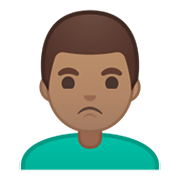 Emoji 🙎🏽‍♂️ Uomo Imbronciato: Carnagione Olivastra su Google Android 10.0 March 2020 Feature Drop.
