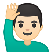 Emoji 🙋🏻‍♂️ Uomo Con Mano Alzata: Carnagione Chiara su Google Android 10.0 March 2020 Feature Drop.