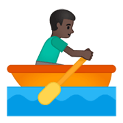 🚣🏿‍♂️ Emoji Hombre Remando En Un Bote: Tono De Piel Oscuro en Google Android 10.0 March 2020 Feature Drop.