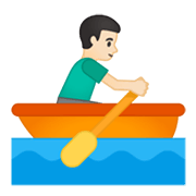 🚣🏻‍♂️ Emoji Hombre Remando En Un Bote: Tono De Piel Claro en Google Android 10.0 March 2020 Feature Drop.