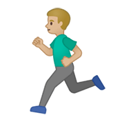 🏃🏼‍♂️ Emoji Hombre Corriendo: Tono De Piel Claro Medio en Google Android 10.0 March 2020 Feature Drop.
