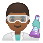 👨🏾‍🔬 Emoji Cientista Homem: Pele Morena Escura na Google Android 10.0 March 2020 Feature Drop.