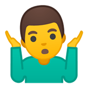 Emoji 🤷‍♂️ Uomo Che Scrolla Le Spalle su Google Android 10.0 March 2020 Feature Drop.
