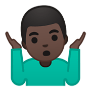 🤷🏿‍♂️ Emoji Homem Dando De Ombros: Pele Escura na Google Android 10.0 March 2020 Feature Drop.