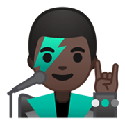 👨🏿‍🎤 Emoji Sänger: dunkle Hautfarbe Google Android 10.0 March 2020 Feature Drop.