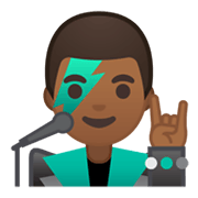 Emoji 👨🏾‍🎤 Cantante Uomo: Carnagione Abbastanza Scura su Google Android 10.0 March 2020 Feature Drop.