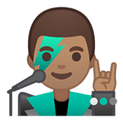 👨🏽‍🎤 Emoji Sänger: mittlere Hautfarbe Google Android 10.0 March 2020 Feature Drop.
