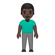 🧍🏿‍♂️ Emoji stehender Mann: dunkle Hautfarbe Google Android 10.0 March 2020 Feature Drop.