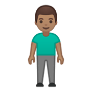 🧍🏽‍♂️ Emoji Hombre De Pie: Tono De Piel Medio en Google Android 10.0 March 2020 Feature Drop.