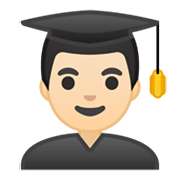 👨🏻‍🎓 Emoji Estudiante Hombre: Tono De Piel Claro en Google Android 10.0 March 2020 Feature Drop.