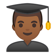 👨🏾‍🎓 Emoji Student: mitteldunkle Hautfarbe Google Android 10.0 March 2020 Feature Drop.