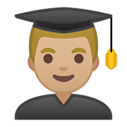 Emoji 👨🏼‍🎓 Studente: Carnagione Abbastanza Chiara su Google Android 10.0 March 2020 Feature Drop.