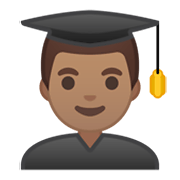 👨🏽‍🎓 Emoji Student: mittlere Hautfarbe Google Android 10.0 March 2020 Feature Drop.