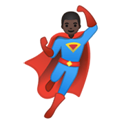 Emoji 🦸🏿‍♂️ Supereroe Uomo: Carnagione Scura su Google Android 10.0 March 2020 Feature Drop.