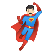 🦸🏻‍♂️ Emoji Superheld: helle Hautfarbe Google Android 10.0 March 2020 Feature Drop.