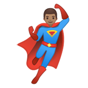 Emoji 🦸🏽‍♂️ Supereroe Uomo: Carnagione Olivastra su Google Android 10.0 March 2020 Feature Drop.